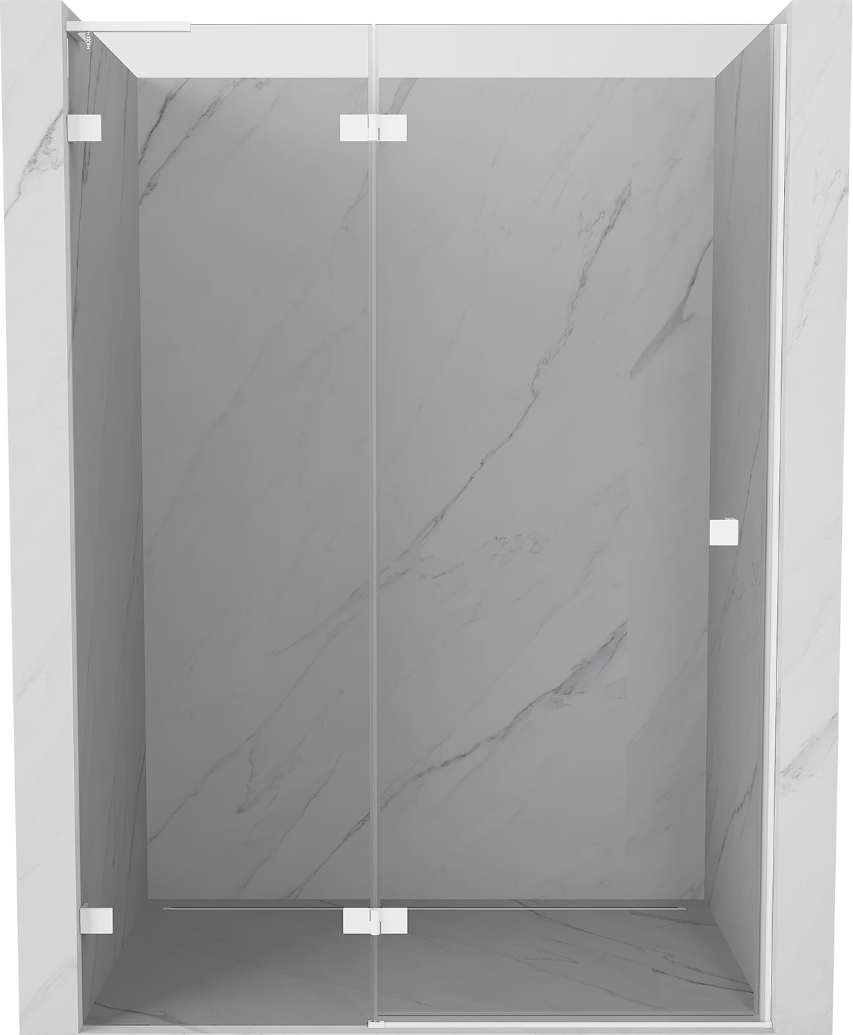 Mexen Lunar L drzwi prysznicowe uchylne lewe 135 cm, transparent, białe - 834L-135-000-20-00-L