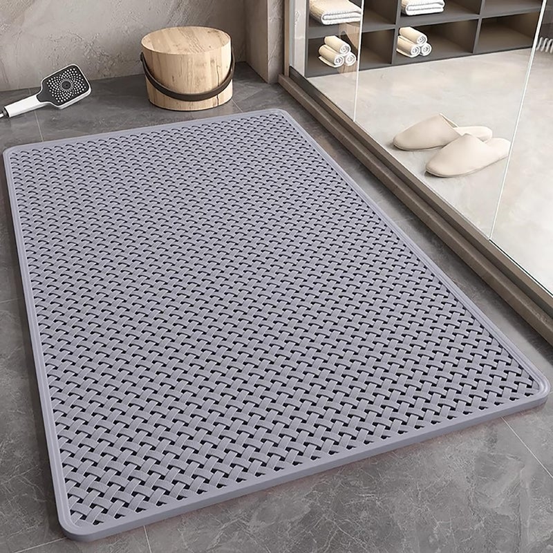 Mata łazienkowa antypoślizgowa, mata łazienkowa antypoślizgowa z przyssawką i otworami odpływowymi, odpowiednia do prysznica 36 x 69 cm (szara)
