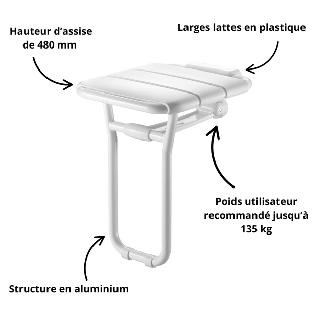 Siège de douche rabattable avec pied ALU DELABIE