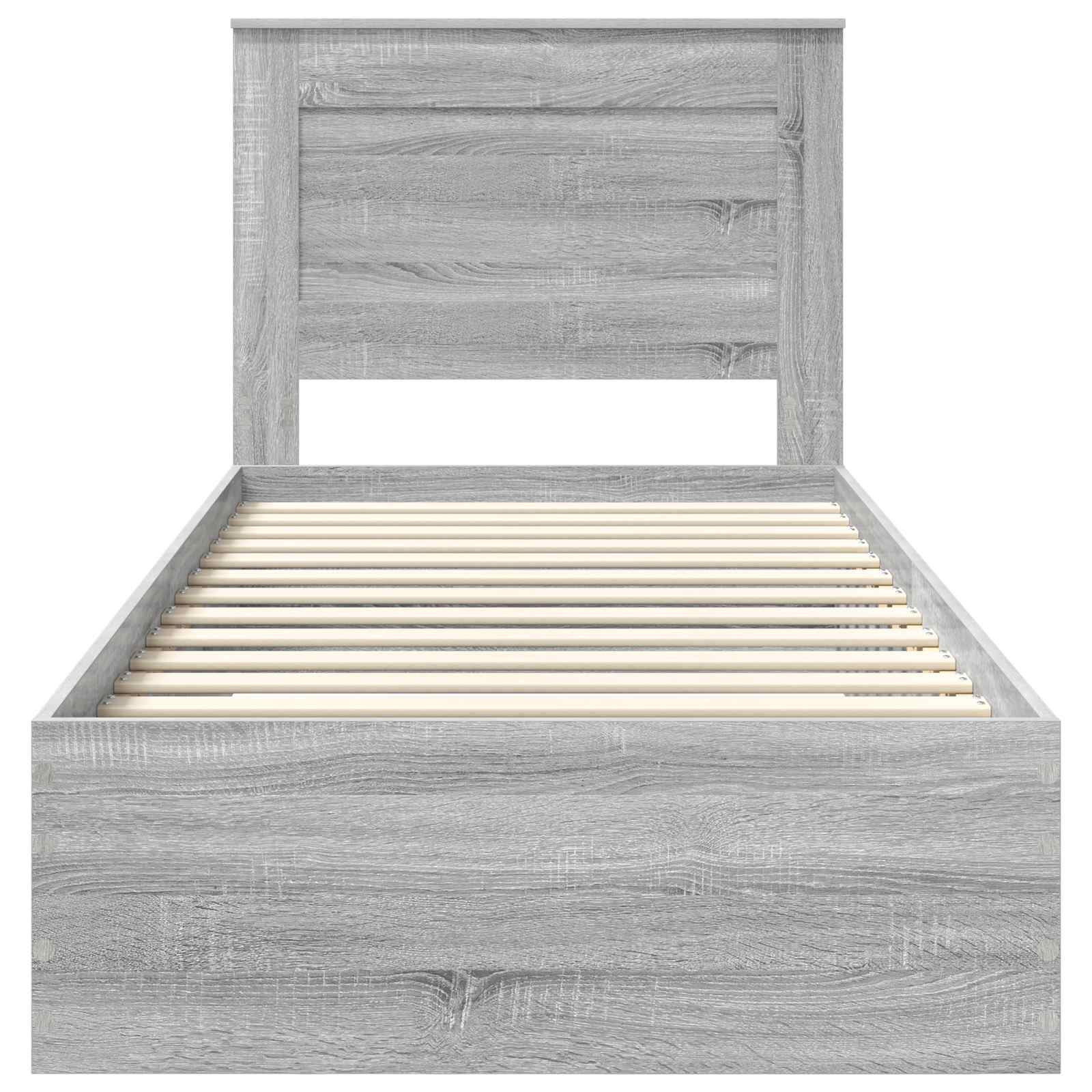 Cadre de lit avec tiroir, gris et argent, pour la chambre, 75 × 190 cm - 7