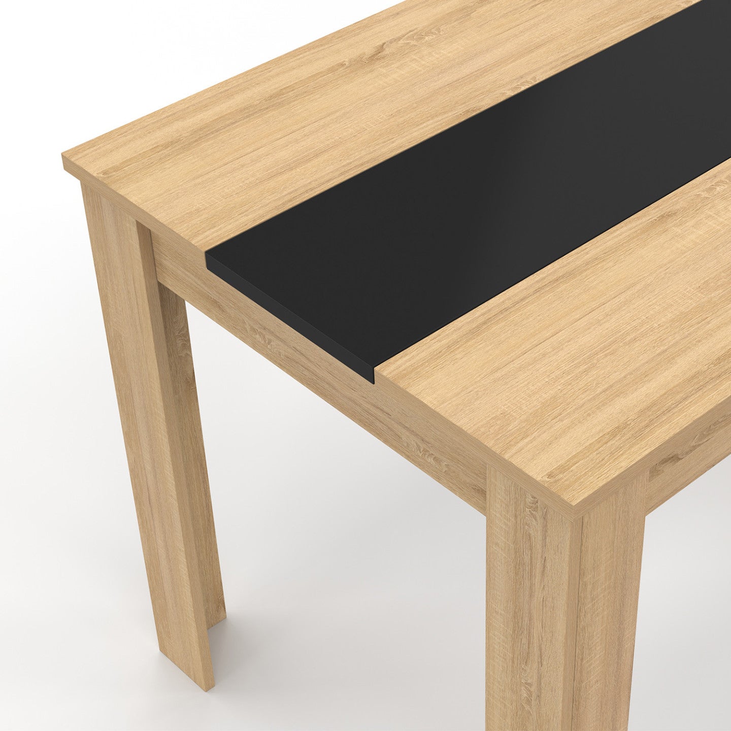 Table à manger rectangle ROZY 4 personnes façon hêtre et noire 110 cm - 5