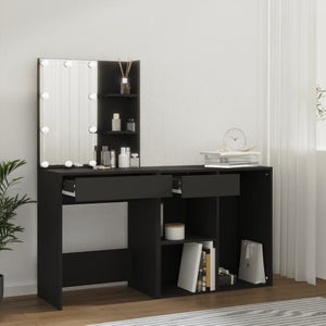 Ensemble Coiffeuse Avec LED - Bois D'ingénierie Chêne Fumé - Meuble De Salle De Bain