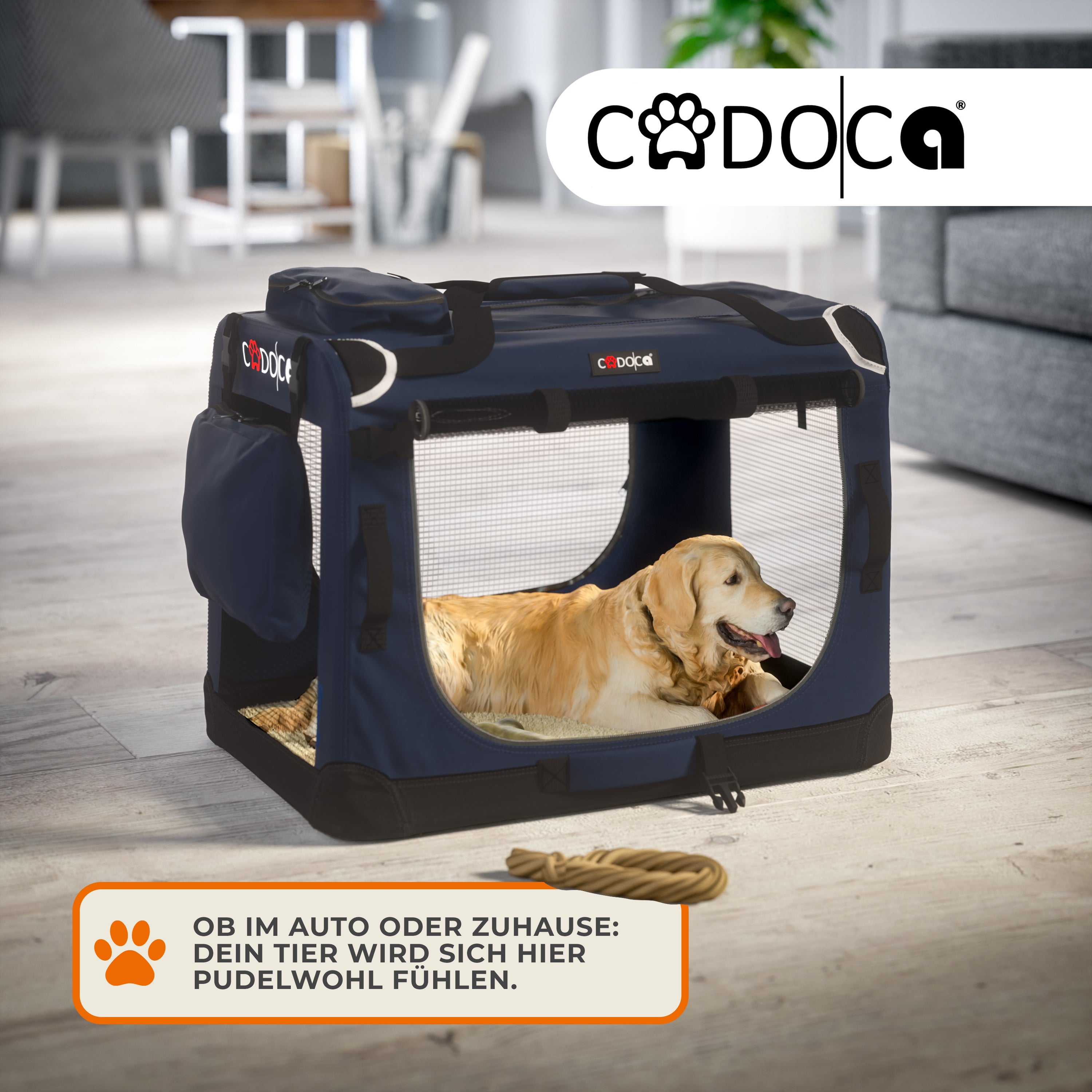 Bolsa de transporte para cães em tecido azul-marinho L 70x52x50cm - 2