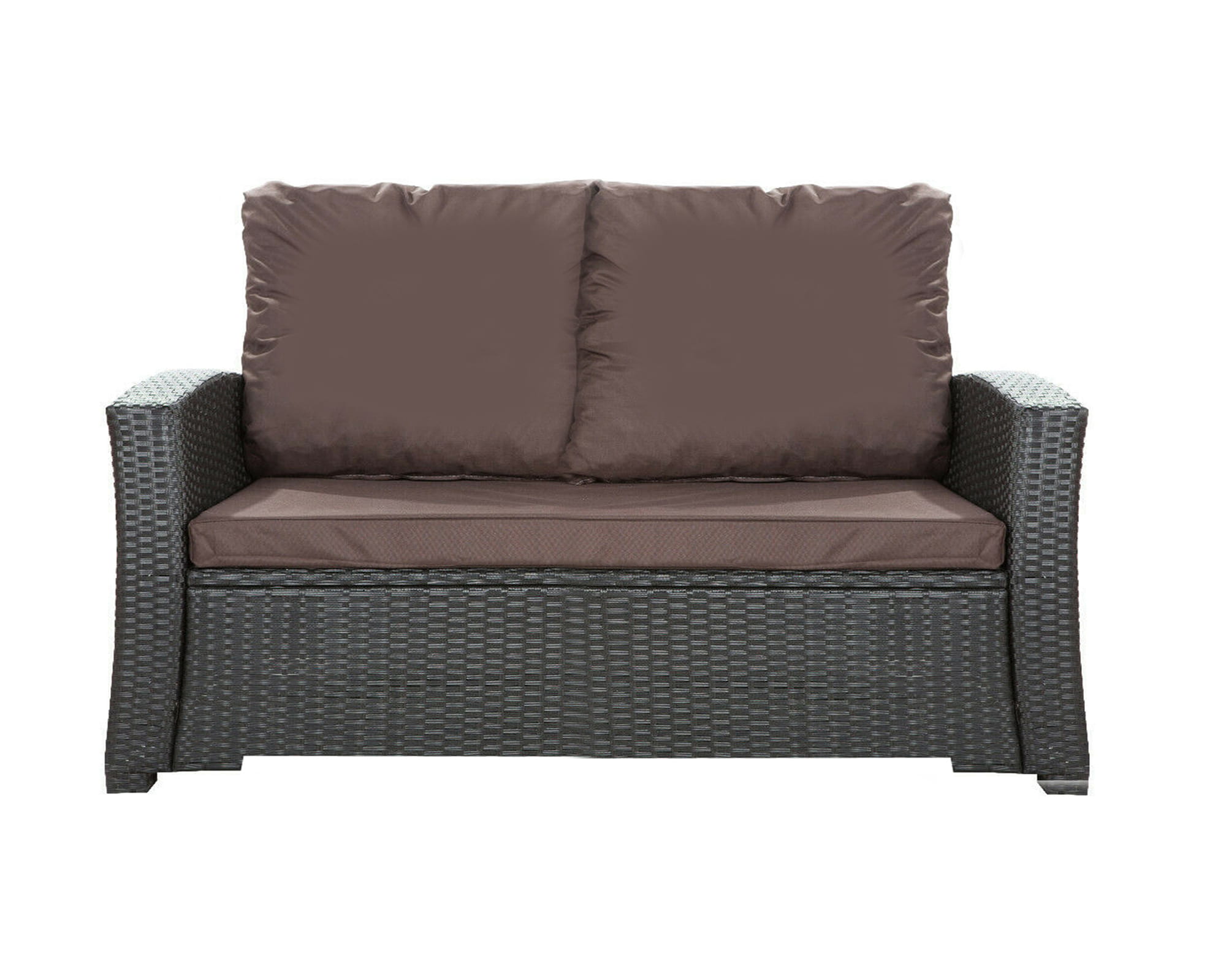 Cojines de sofá de exterior marrón cojines de sofá 2 plazas cojín de banco de jardín 110x60x50cm cojines para muebles de poliratán-mix