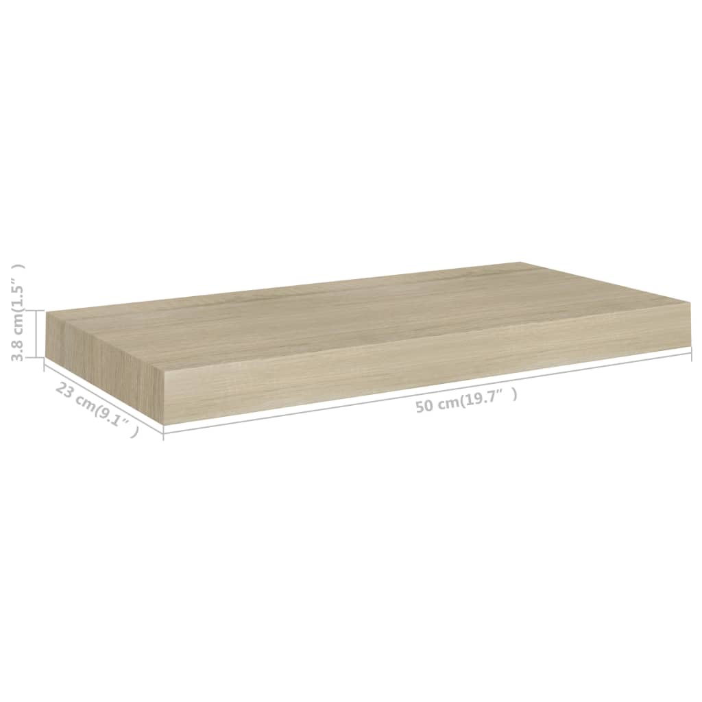 Étagère murale | Étagère suspendue | Etagères Flottantes flottante chêne 50x23x3,8 cm MDF113258 - 7