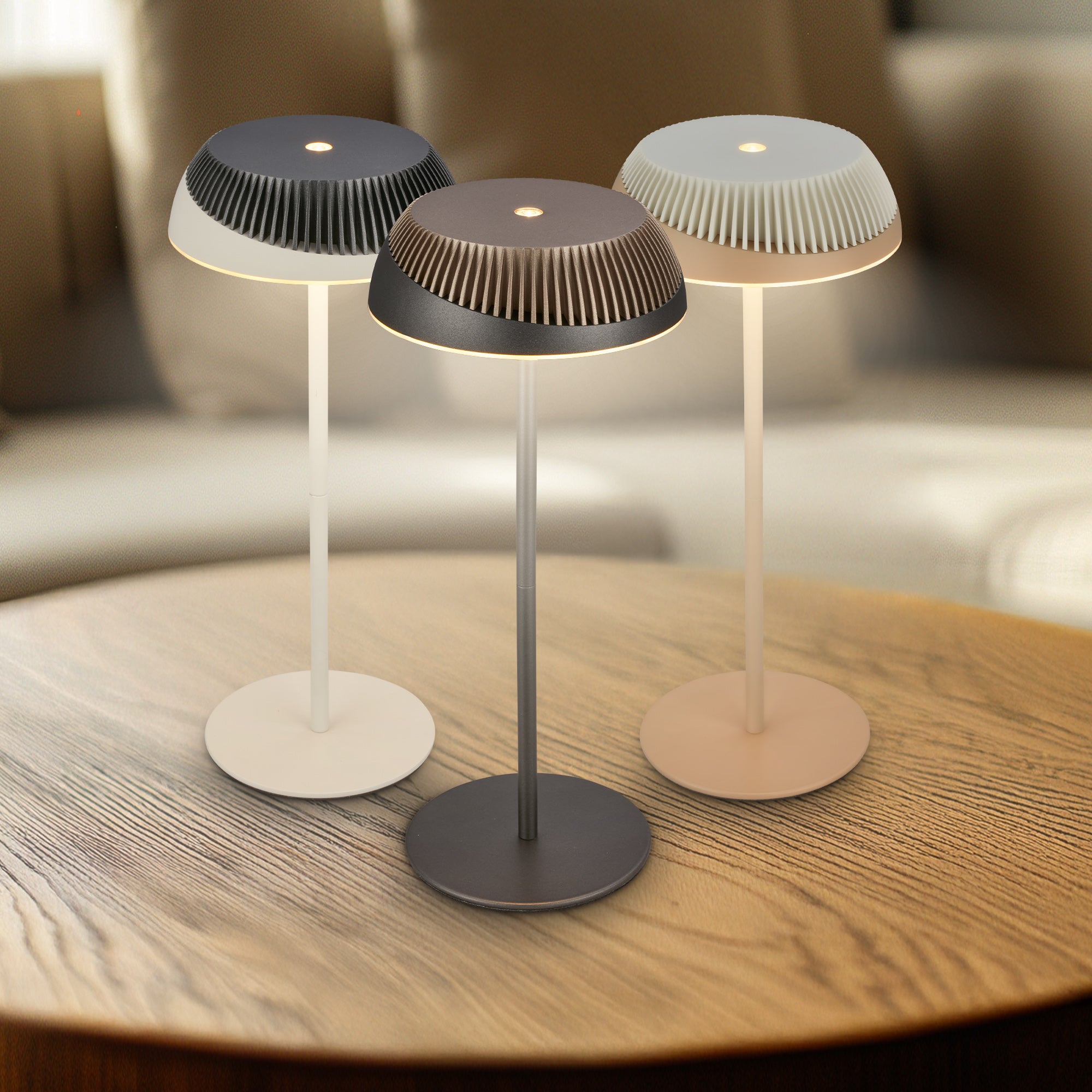 Lampe de table LED - German Design Award - Sans fil - Tactile - Ø14x32cm - Blanc chaud - 2W, 200lm - Briloner - 3