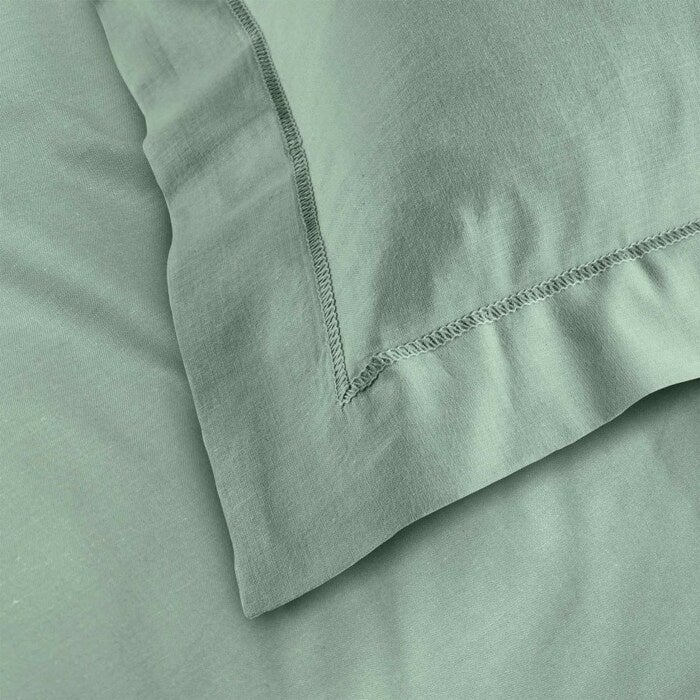 Taie d’oreiller 63 x 63 cm coton 57 fils Lina Sauge – Volant plat avec point bourdon - 2