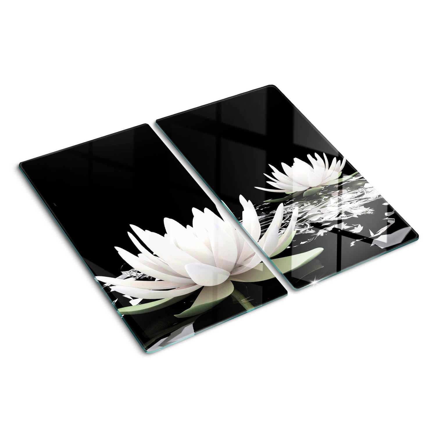 Szklana deska do krojenia Tulup Kształt prostokątny - 2x30x52 cm - Lilie wodne