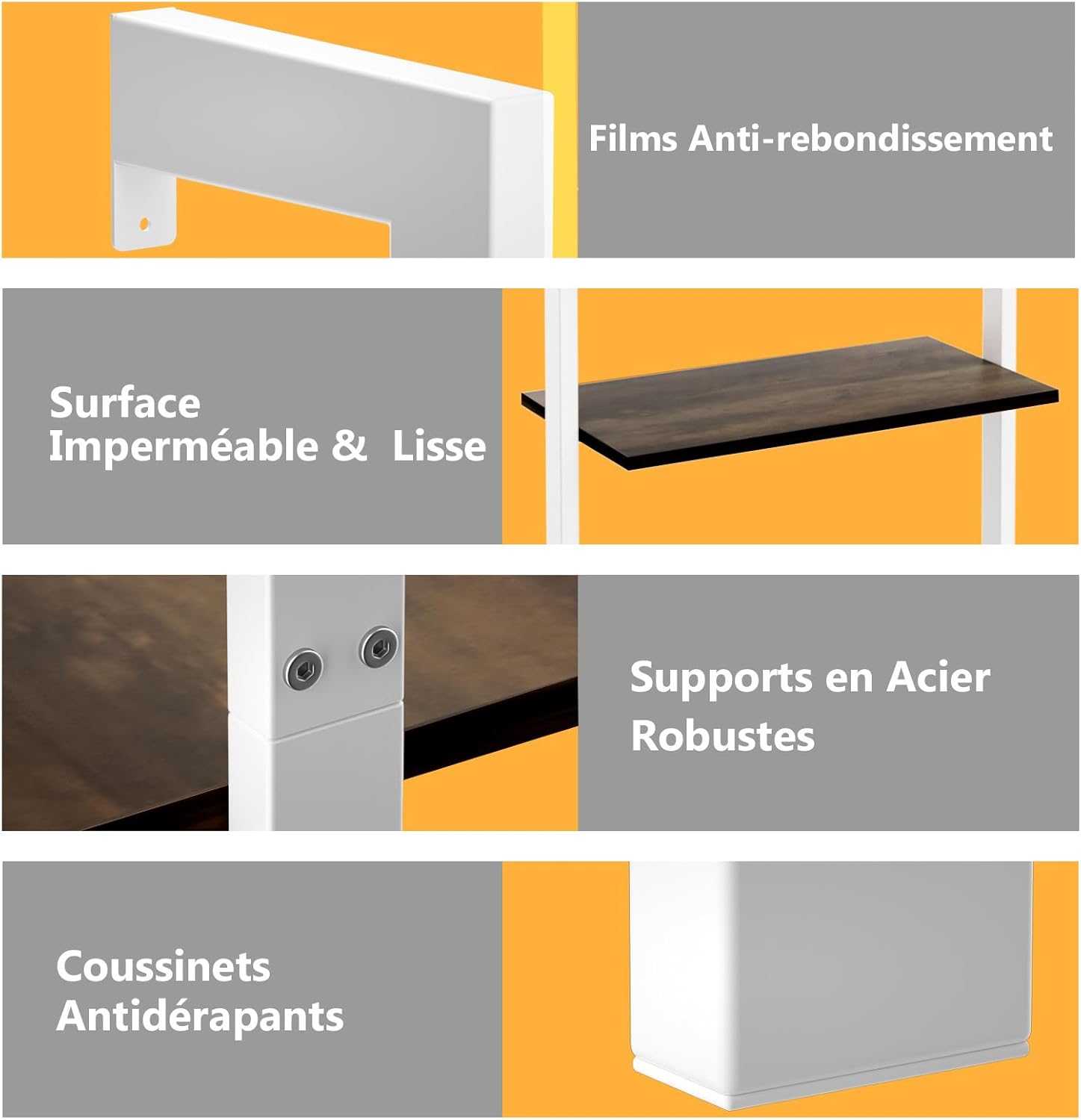 Libreria a 5 Piani a Parete con Struttura in Metallo, Porta libri con Struttura Portante in Metallo, 183 x 30 x 61cm (Bianco) - 8