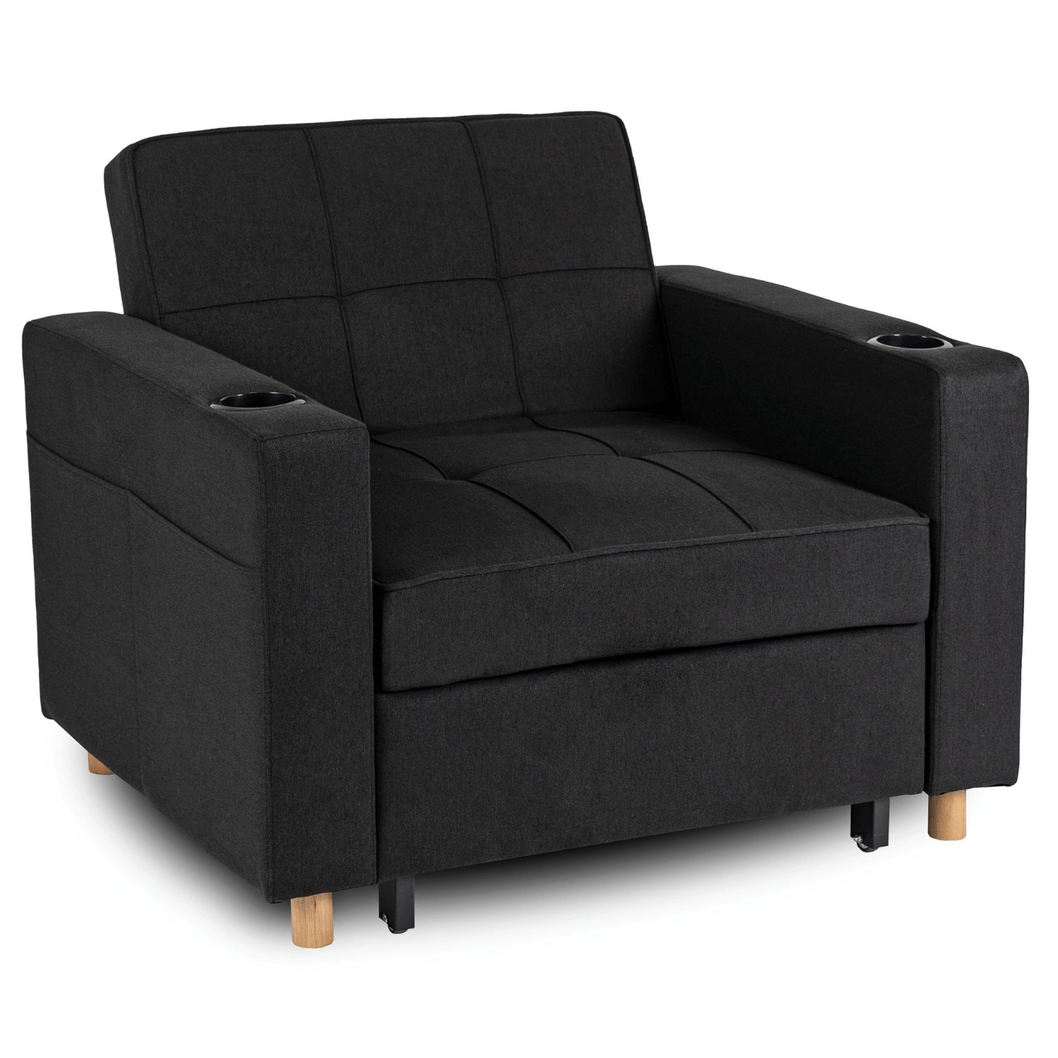 Amerykanka Fotel Rozkładany Sofa Kanapa Do Spania Wypoczynkowy Czarny SOLOR