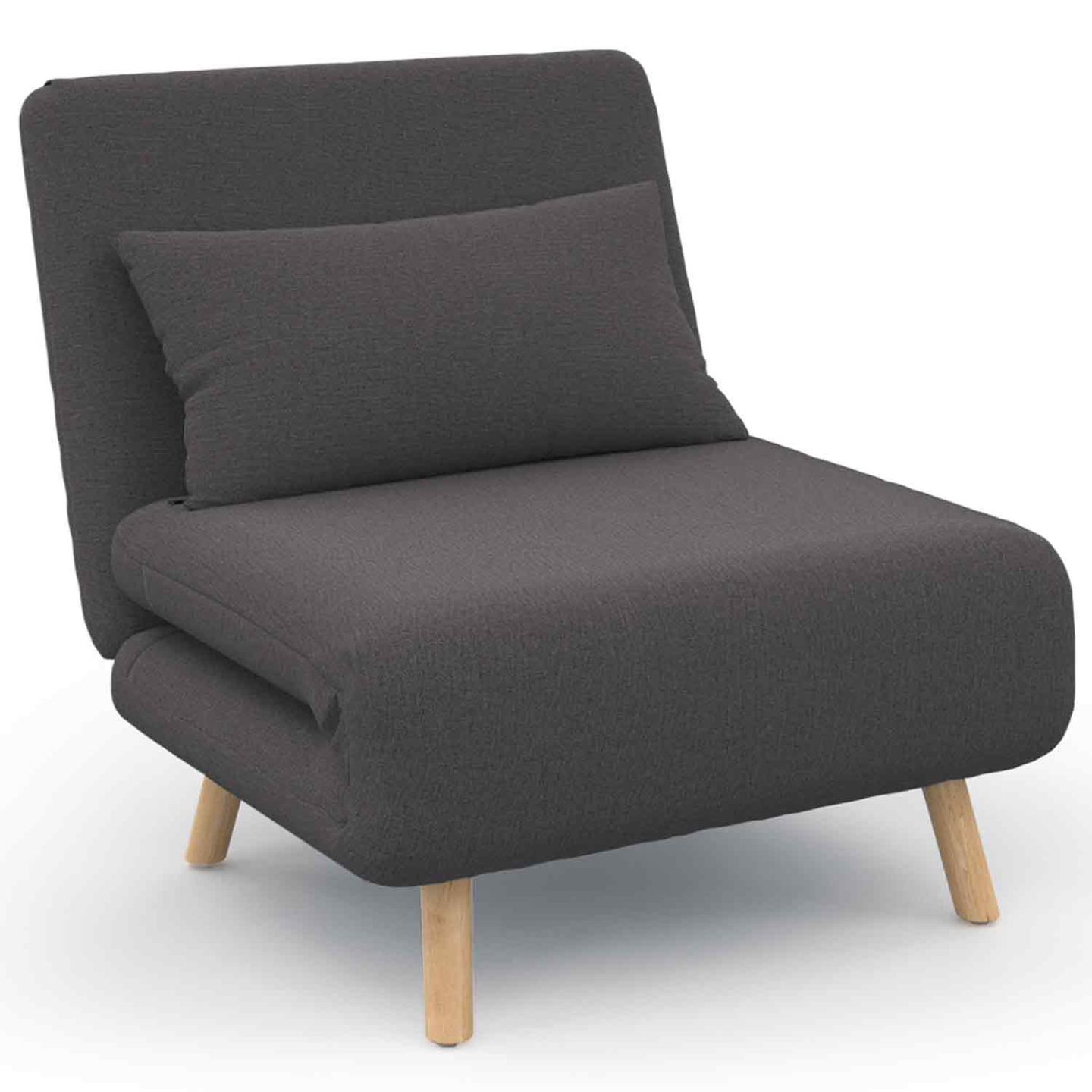 Fauteuil convertible ROMEO lit d'appoint 1 place 80x190 cm tissu gris anthracite - 2