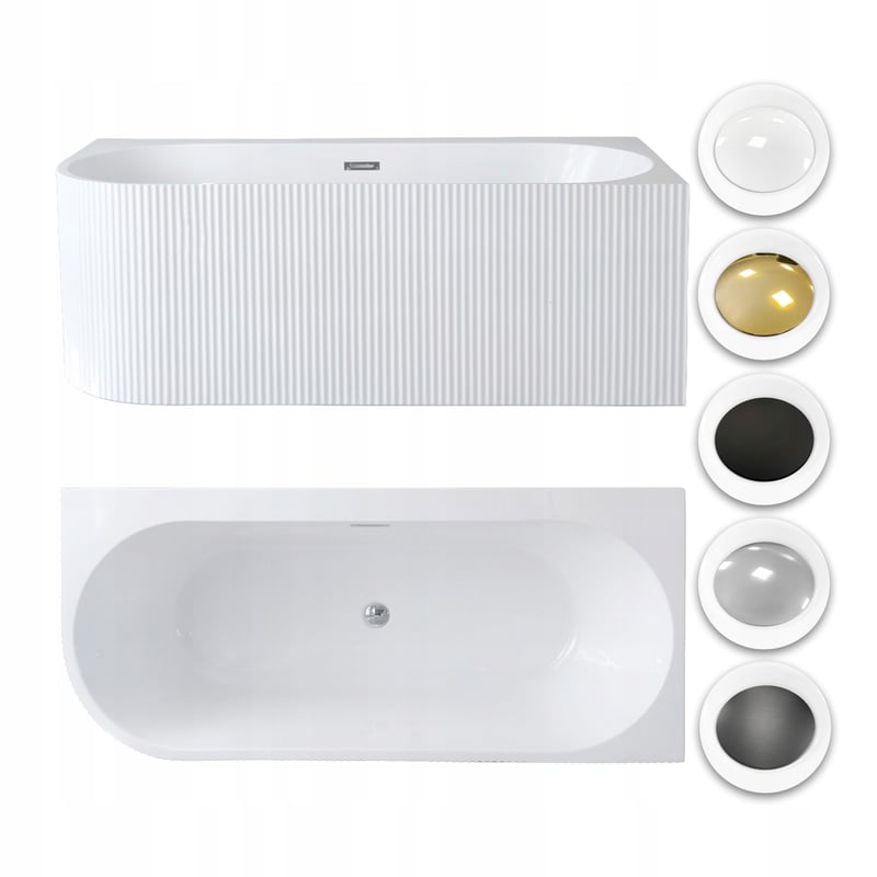 Wanna Wolnostojąca Prążki Przyścienna Narożna 160 x 75cm Pula Corciano