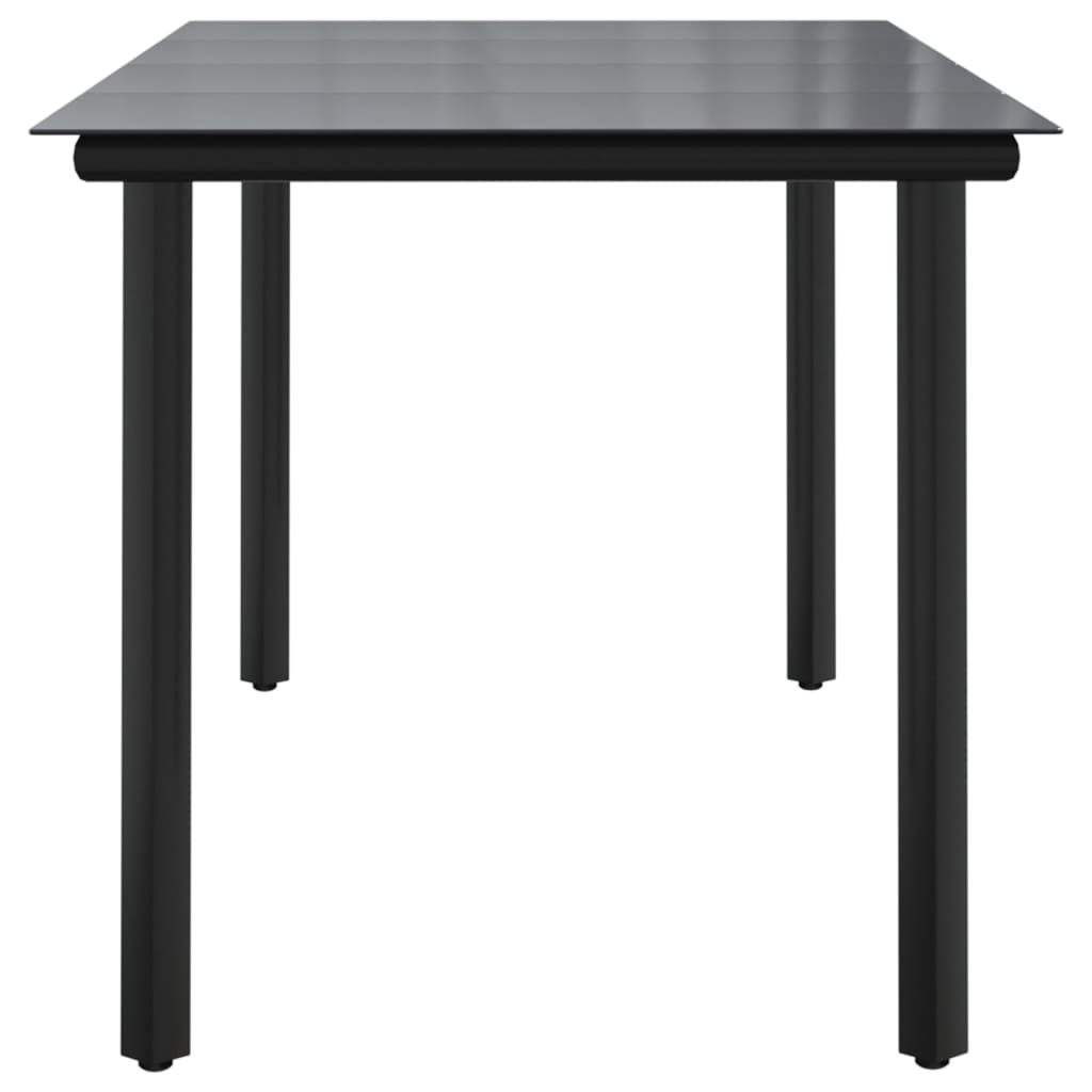 Mesa comedor jardín，Mesa para exteriores，Mesa de patio acero y vidrio templado negro 160x80x74 cm CFW86473 - 4