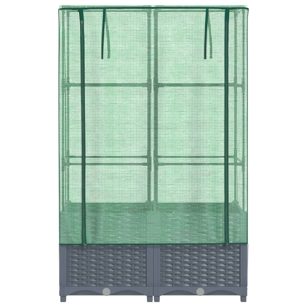 Jardinière surélevée | Pot de Fleurs avec housse aspect rotin 80x40x138 cm CFW65213 - 4