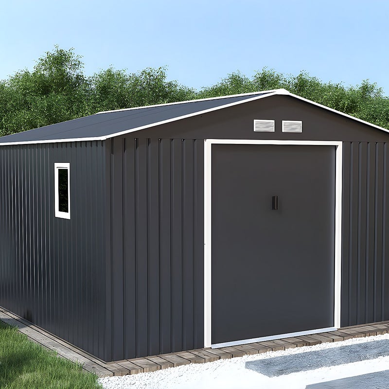 Altana ogrodowa ARCHER ze stali galwanizowanej w kolorze szarym – 12,99 m²