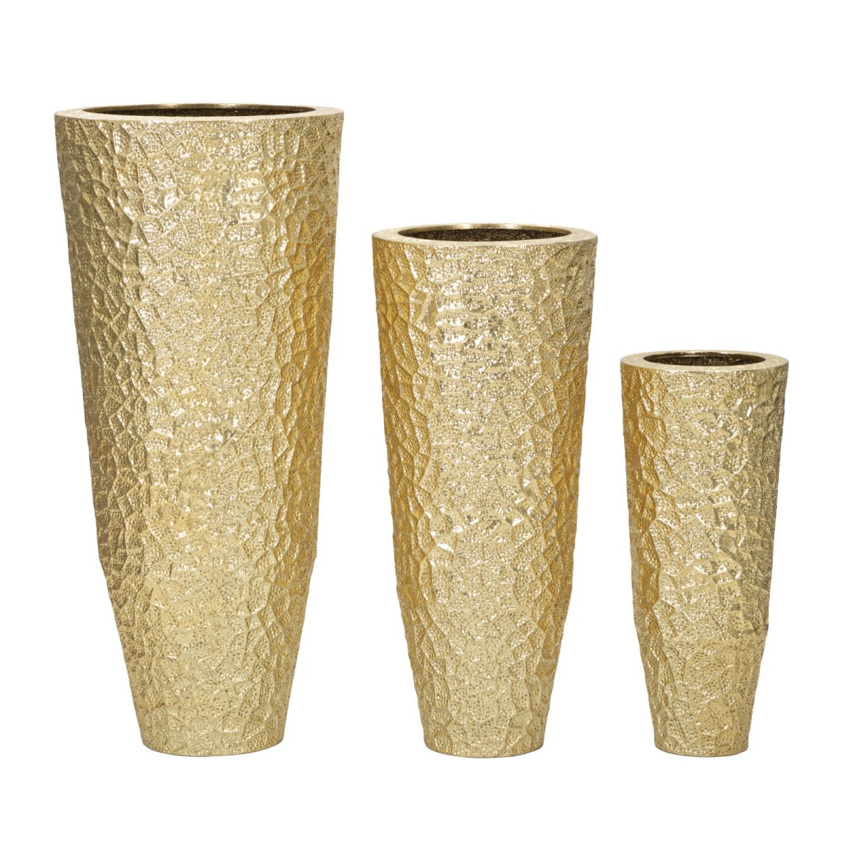 Wazony dekoracyjne Mauro Ferretti Zestaw 3 metalowe złote elegancki design