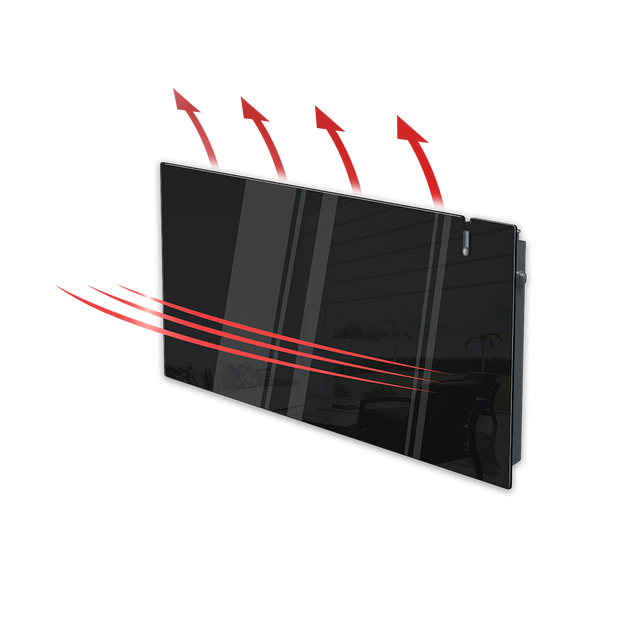 Radialight AETHEREA Radiateur électriques Dual-Therm 1500W en verre avec Wi-Fi Noir
