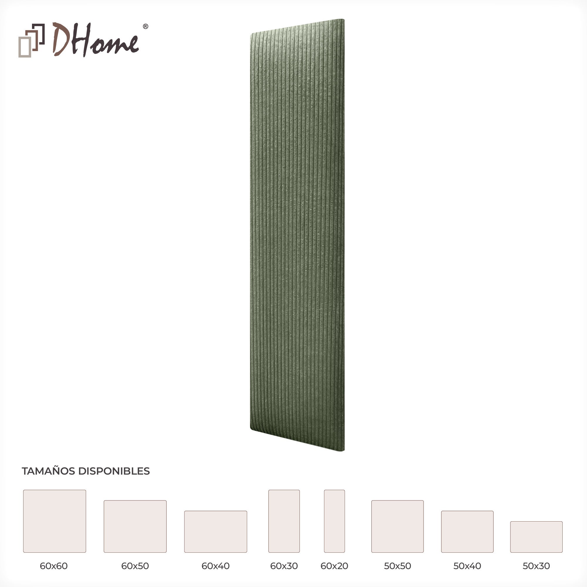 DHOME Pannelli Imbottiti in Velluto Premium Autoadesivi per Parete Acustici Assorbenti Protezione Impatti Testiere (Verde Foresta, 60x20cm) - 5
