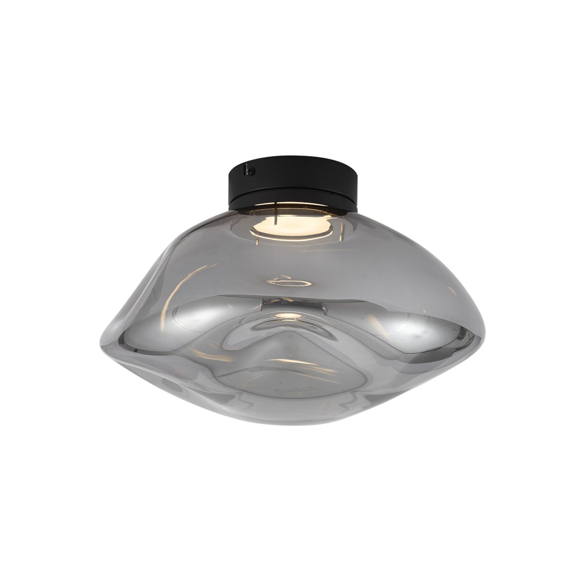 Designerska lampa sufitowa czarna z przydymionym szkłem - Gemma