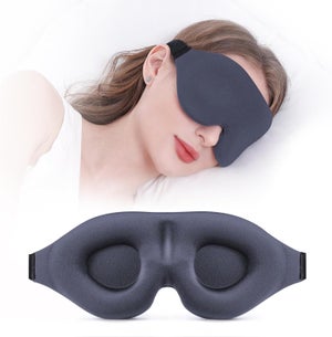 ENNSOO Maschera Per Dormire In Seta 2 Pezzi – 3D Concava, Zero Pressione, Blocco Totale Della Luce, Regolabile, Per Donne E Uomini – Per Viaggi E Notte - 4