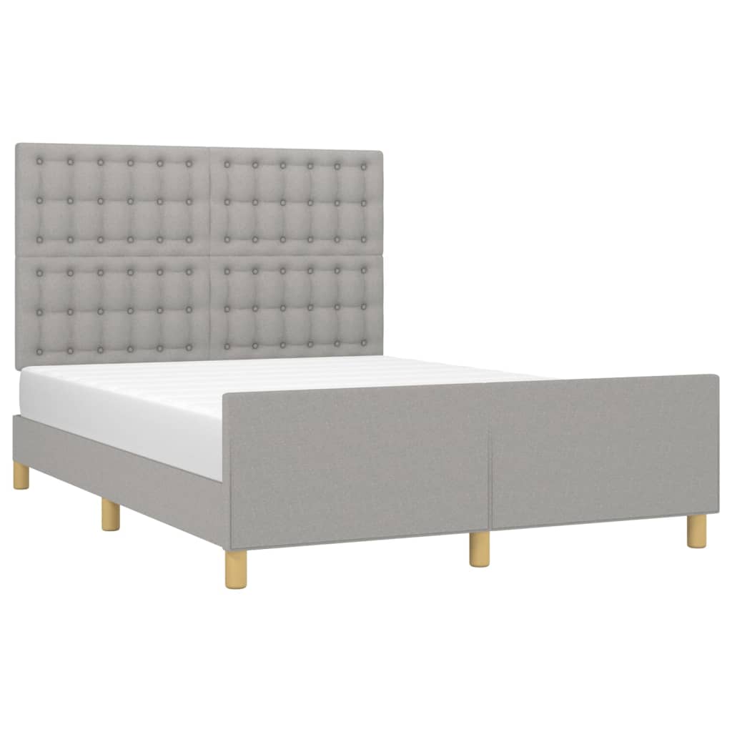 Cadre de lit sans matelas, en tissu, gris clair, pour la chambre, 140 × 200 cm - 3