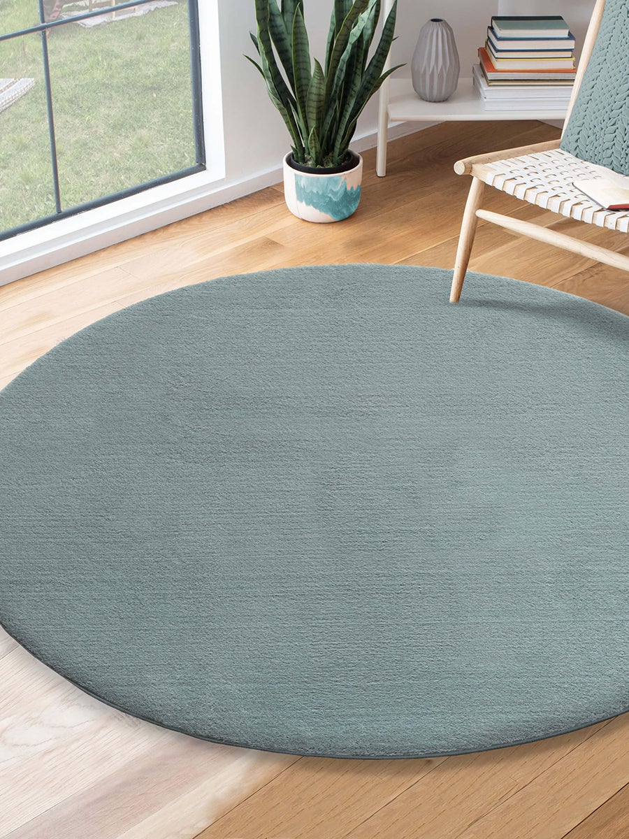 the carpet Relax tapis moelleux à poils courts, dessous antidérapant, lavable à 30 degrés, super soft, aspect fourrure, Bleu, 120 cm - 2
