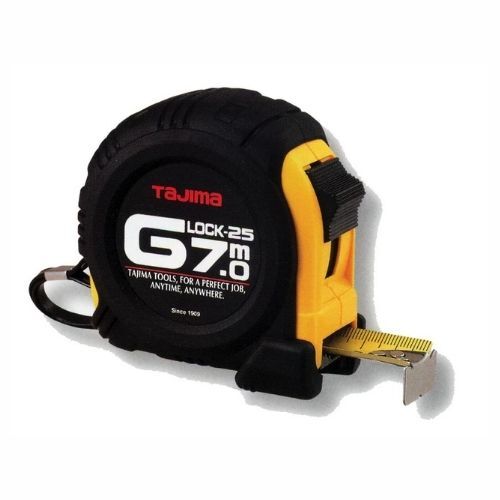 Tajima G5PA0MY Mètre à Ruban Antichoc 10m X 25mm Noir/Jaune - Robuste Et Précis Pour Professionnels