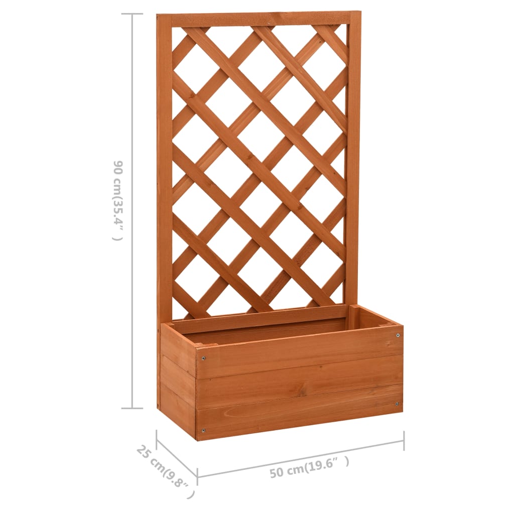 vidaXL Jardinière à treillis de jardin Orange 50x25x90cm Bois de sapin - 8