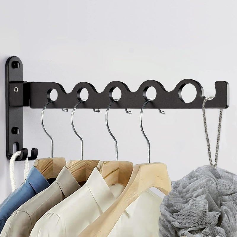 Czarny składany suszak ścienny wieszak ścienny składany wieszak z haczykiem na balkon obracany o składany wieszak na ubrania montażu ścianie łazienki