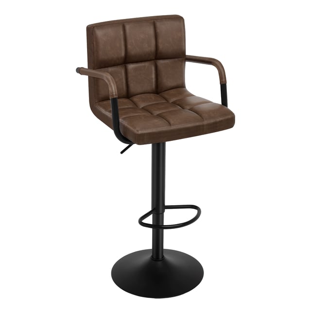 WOLTU Tabourets de Bar, Brun Foncé, Assise en Similicuir, Rotatif Réglable en Hauteur, Pied en métal