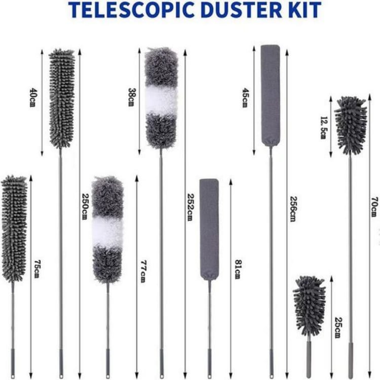 Ensemble de 5 brosses anti-poussière avec plumeau télescopique - 8