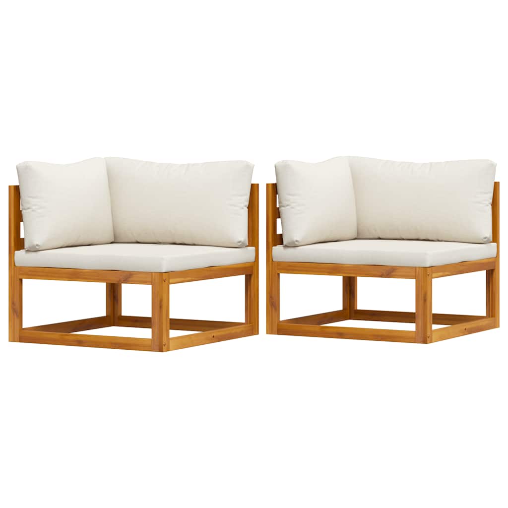vidaXL Canapés d'angle sectionnels 2 pcs avec coussins Blanc crème - 2