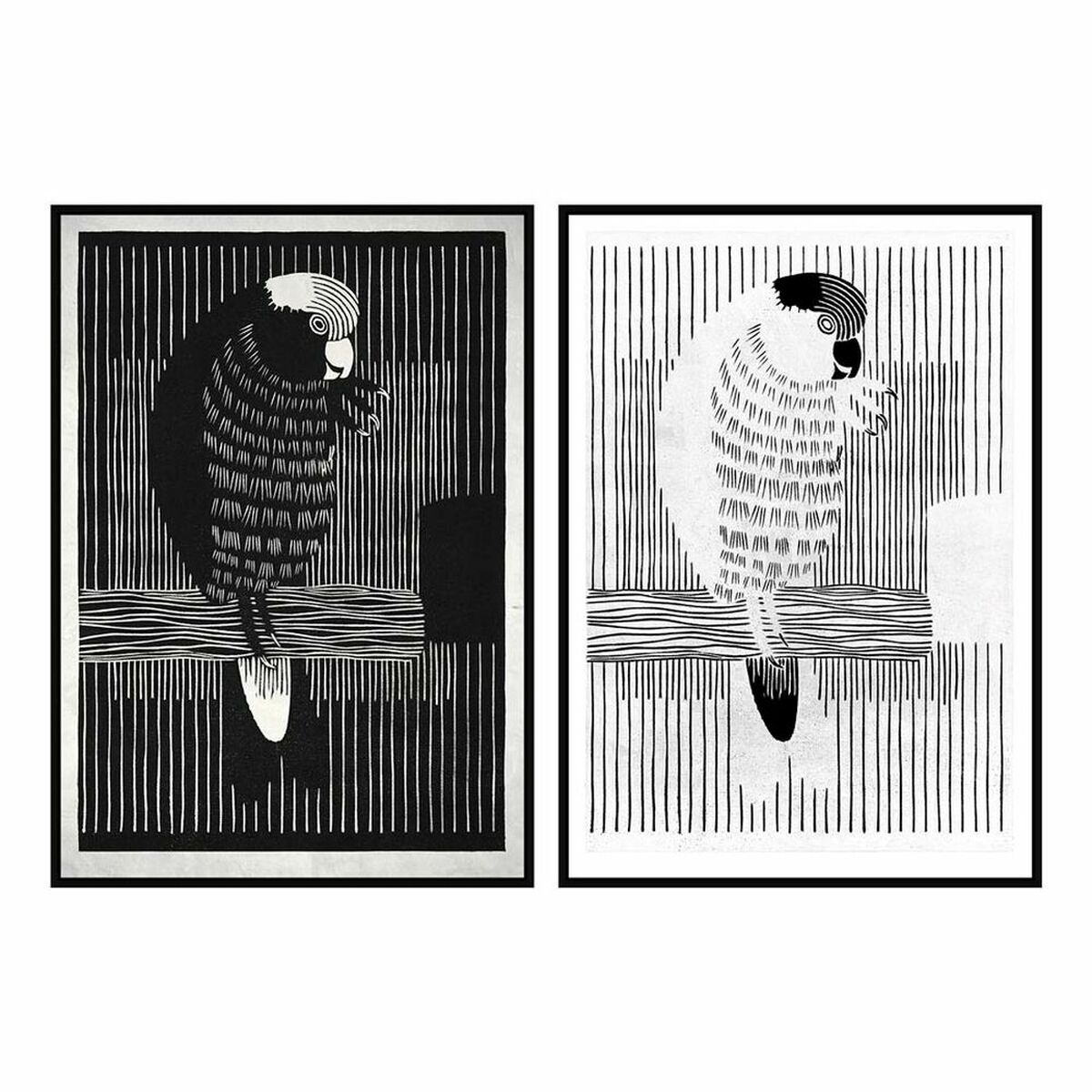 Cuadro dkd home decor 83 x 4,5 x 123 cm loro moderno (2 unidades)