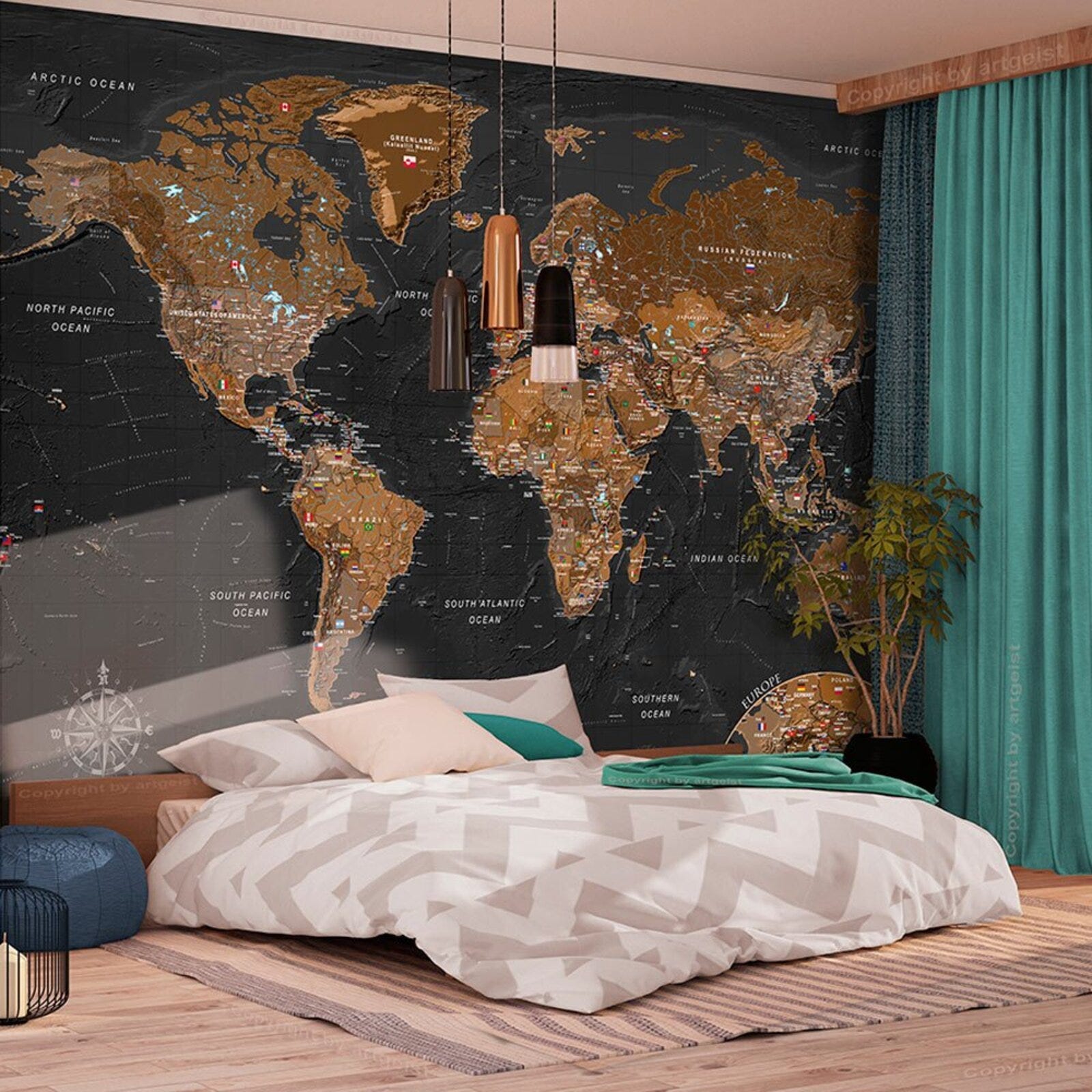 Impression sur toile Mappemonde relief | Je commande ! | home24 Impression sur toile Mappemonde relief | Je commande ! | home24