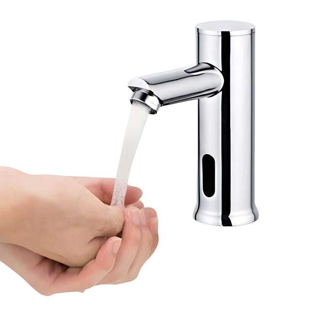 Bateria łazienkowa - Chromowana bateria mieszaczowa z czujnikiem podczerwieni - Automatyczna bateria umywalkowa z czujnikiem zasilana bateryjnie