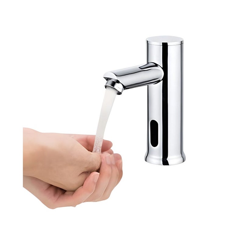 Bateria łazienkowa - Chromowana bateria mieszaczowa z czujnikiem podczerwieni - Automatyczna bateria umywalkowa z czujnikiem zasilana bateryjnie