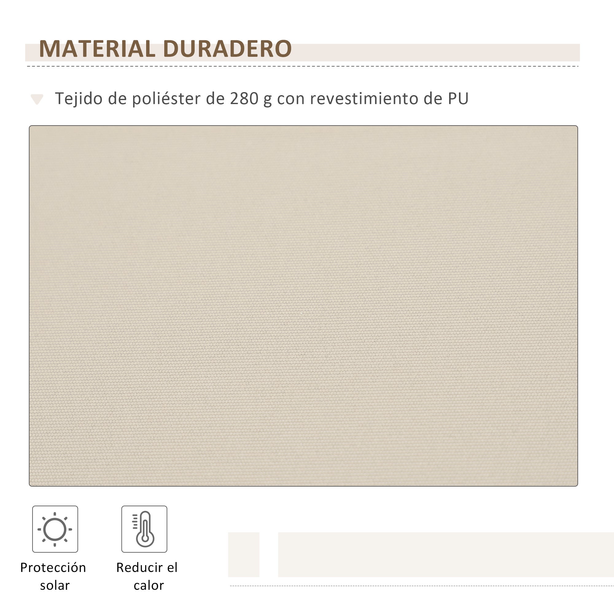 Toldo Manual Retrátil Outsunny em Poliéster Creme 350x250 cm - 4