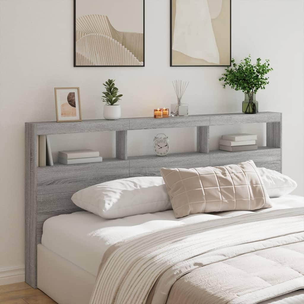 Armoire T Te De Lit Avec Led Sonoma Gris X X Leroy Merlin