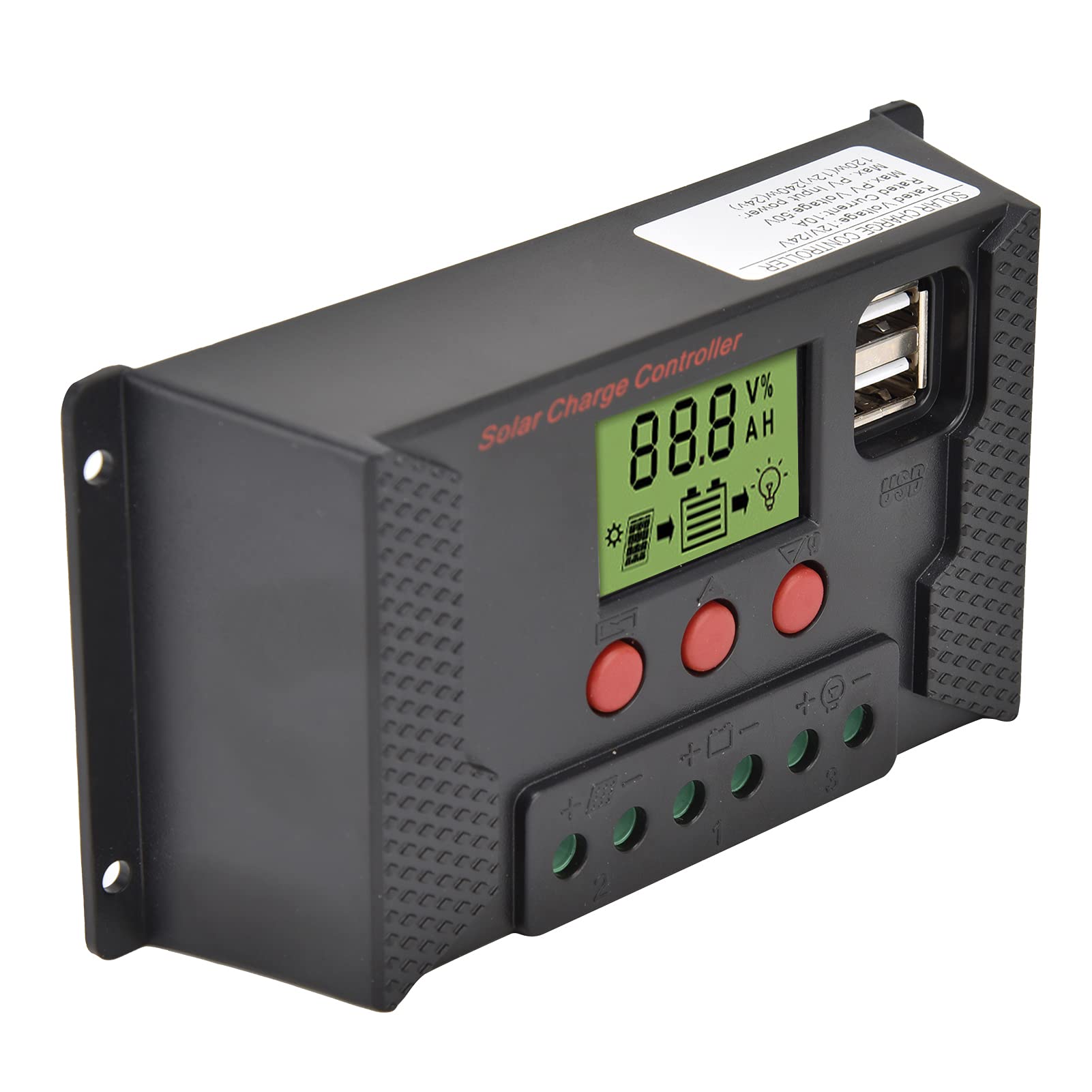 Regolatore Carica Solare MPPT 12V/24V 10A - Display LCD, 2 USB, Impermeabile | Per Pannelli Fotovoltaici - Foto 3