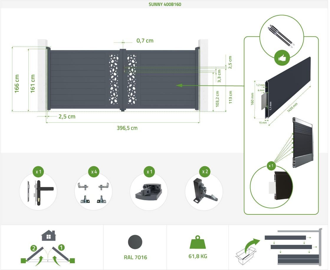 Pacchetto SUNNY 400B160 + cancello a battente elettrico HICKER B200 - 2