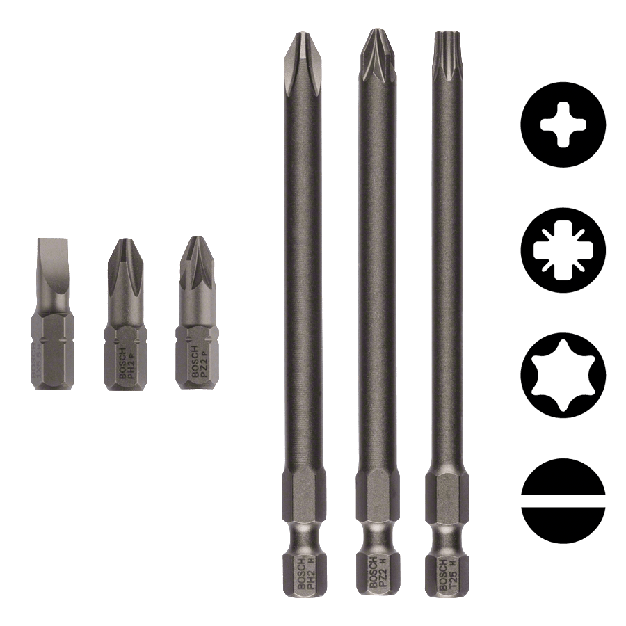 Bosch Zestaw bitów do wkrętarek Extra-Twarde, 3 szt. PZ1, PZ2, PZ3, 152 mm - 2607001762
