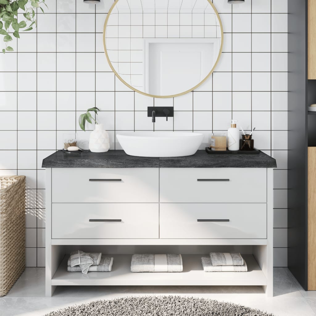 Maison exclusive - encimera de baño madera tratada marrón oscuro 140x50x(2-6) cm