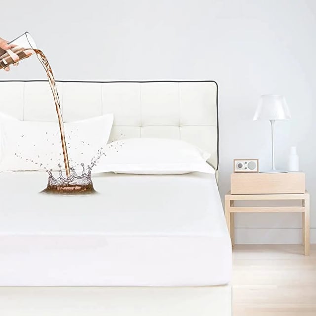 Capa de colchão impermeável de tamanho duplo (200x200 + 30cm) - Protetor de colchão respirável em algodão TPU, branco