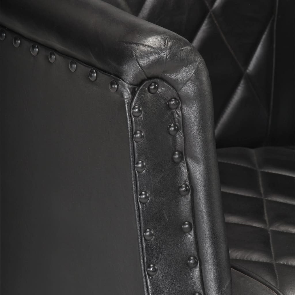 Fauteuil Noir Cuir véritable de chèvre - 2