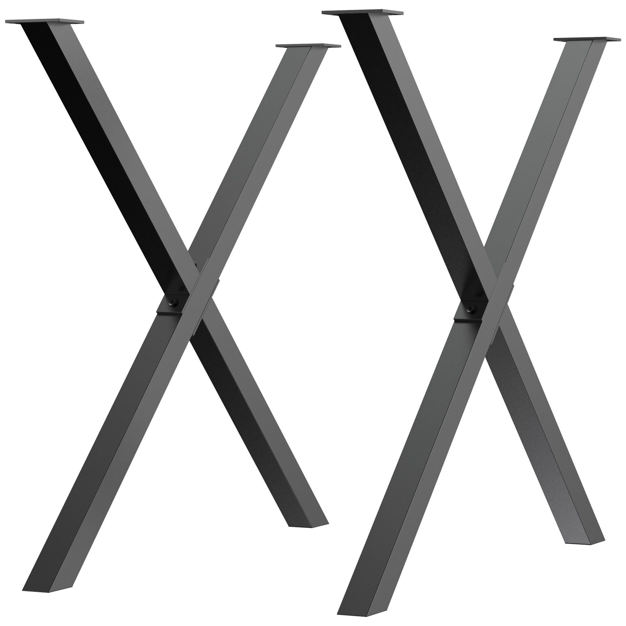 Conjunto de 2 patas para mesa estilo industrial 80x72 cm en forma de x patas de muebles de acero para soporte con protectores tornillos de