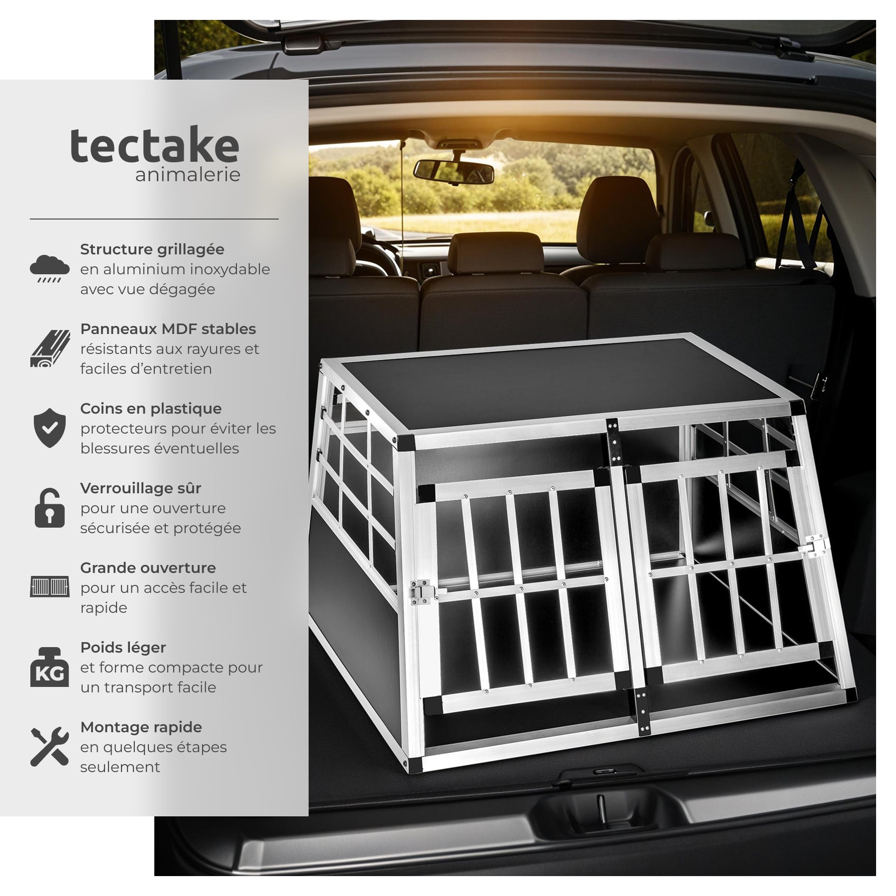 TECTAKE Transportadora para animais dupla Com parede traseira reta - 2