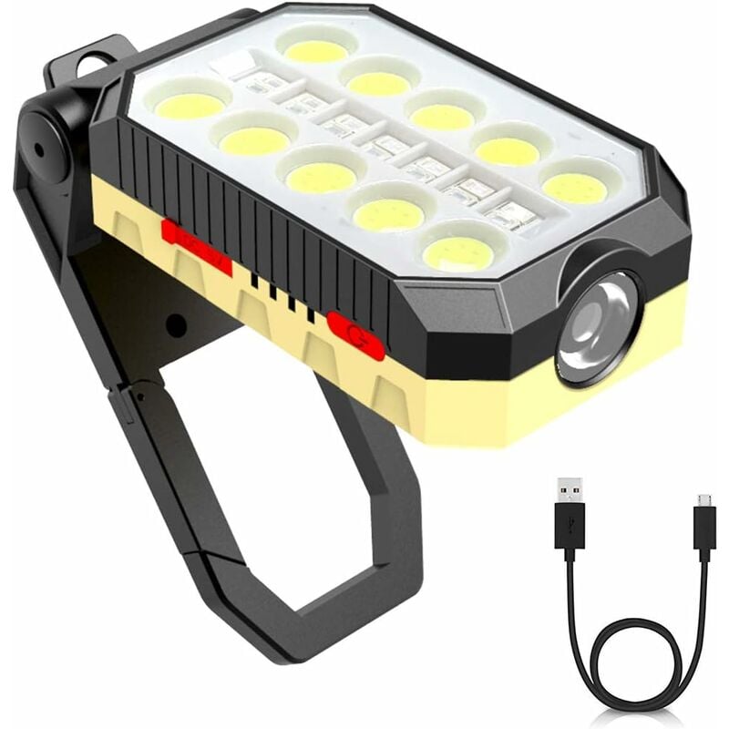 Perel Projecteur LED 15W 800lm 7500K - Avec Base Magnétique Et Prise Allume-Cigare, Idéal Voiture Et Atelier