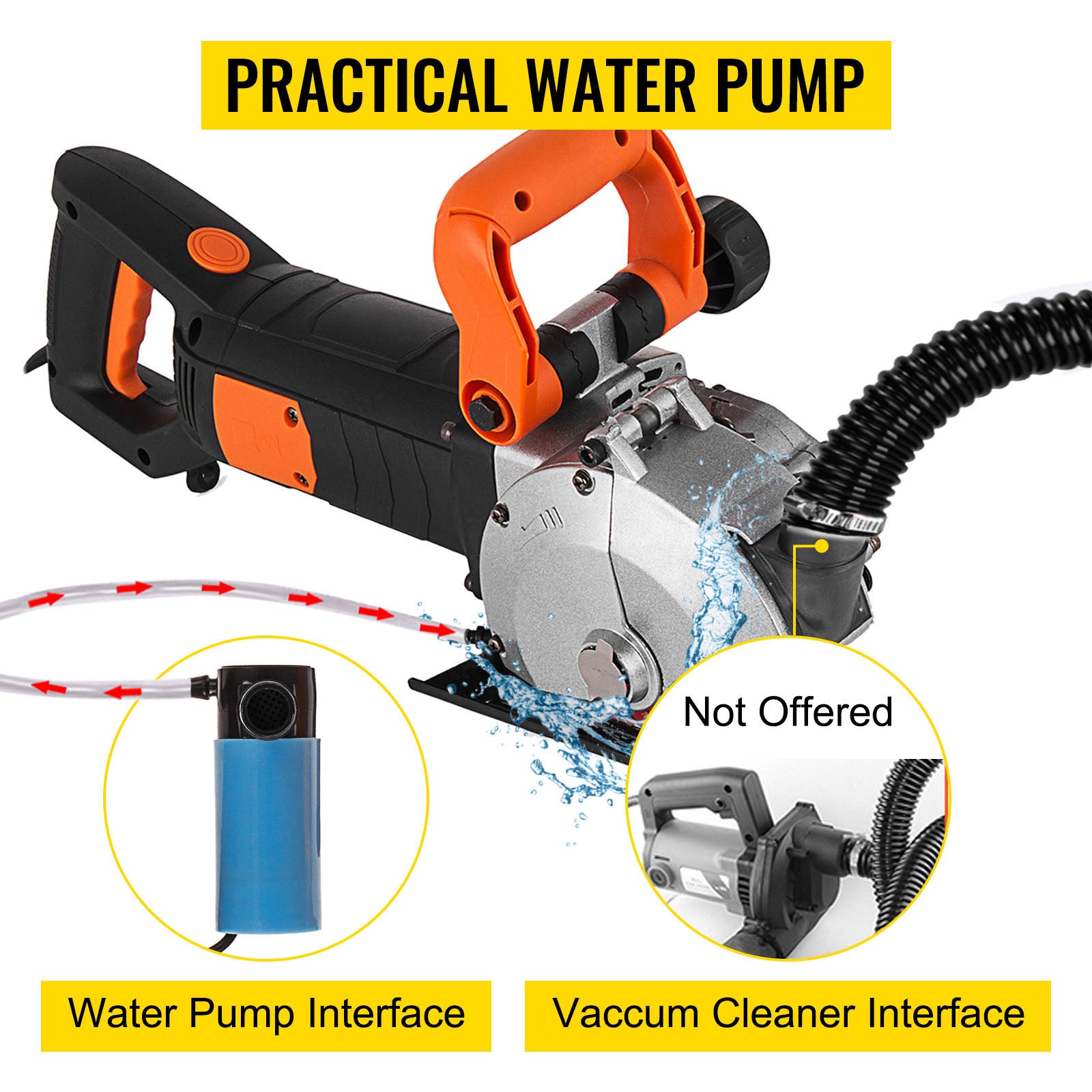 Rainureuse Murale Électrique SucceBuy 2500 W Disque 133 mm Profondeur 41 mm 6400 tr/min Coupe Murale avec Pompe à Eau 5 Lames - 9