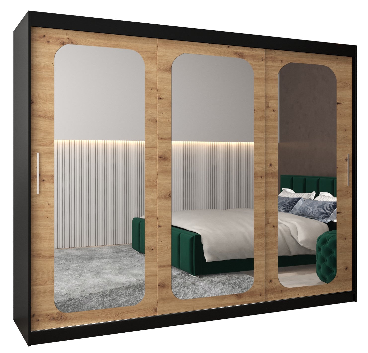 Szafa przesuwna garderoba PROMO T3 250 x 62 x 200 cm Czarny + Artisan - Abiks Meble