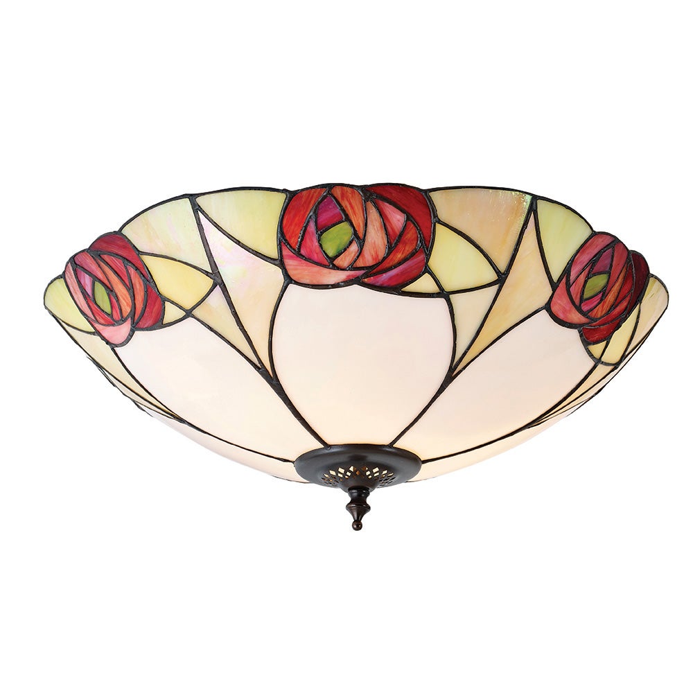 Plafon okrągły rozeta INGRAM brązowy 2xE27x20W szkło wym:18x45x45cm IP20 Tiffany